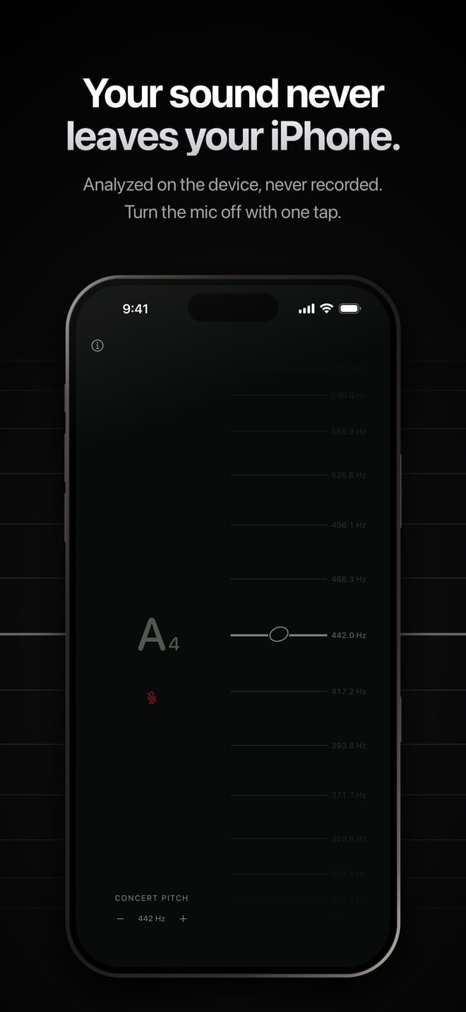 Your sound never leaves your iPhone: the microphone turned off, shown as a red slashed microphone.